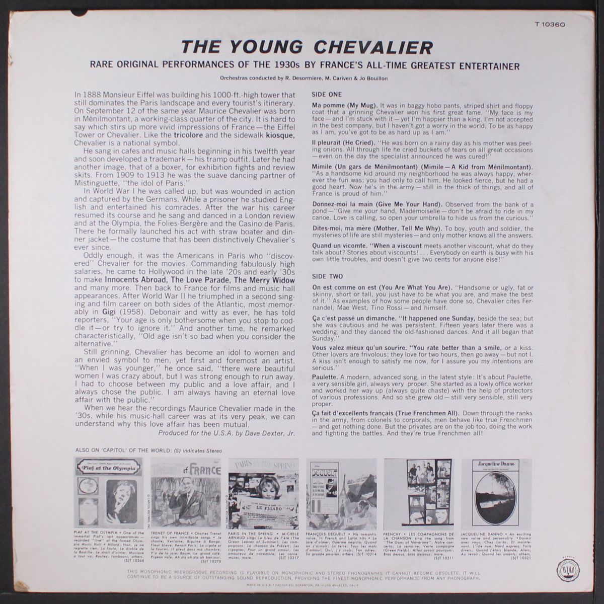 the young chevalier by MAURICE CHEVALIER