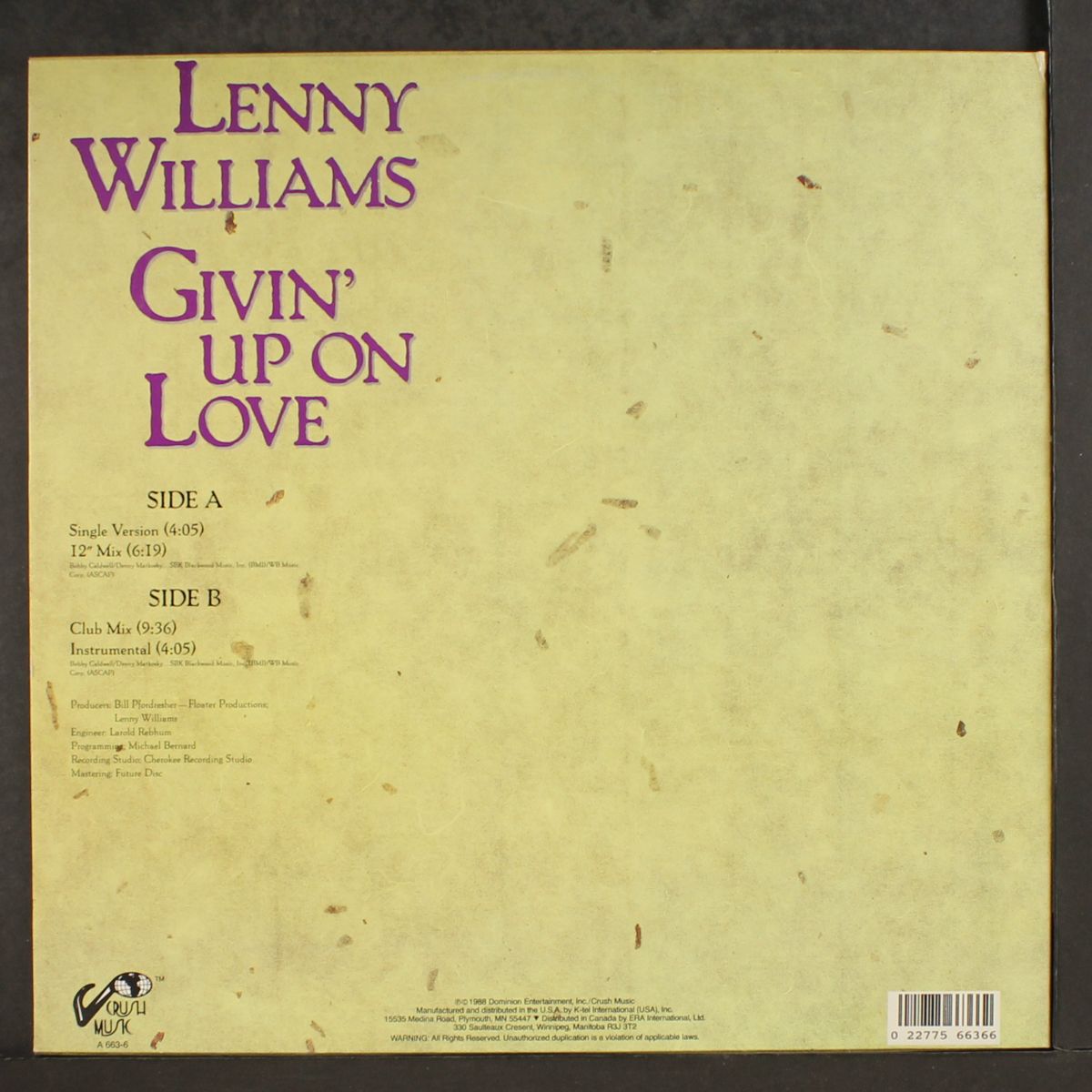 givin' up on love by LENNY WILLIAMS