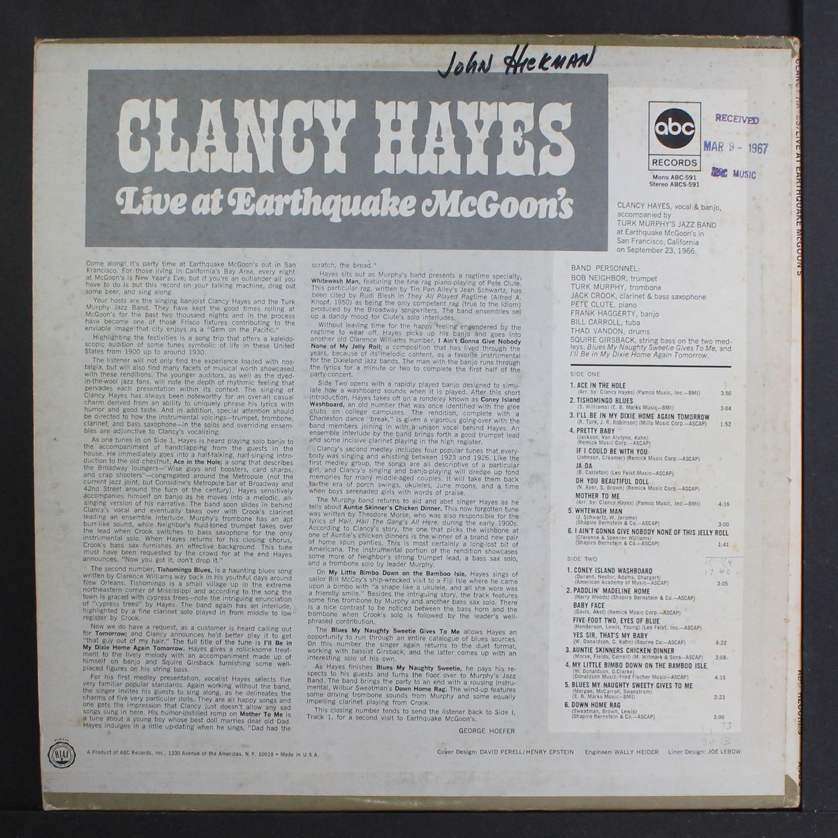 live at earthquake mc goons by CLANCY HAYES
