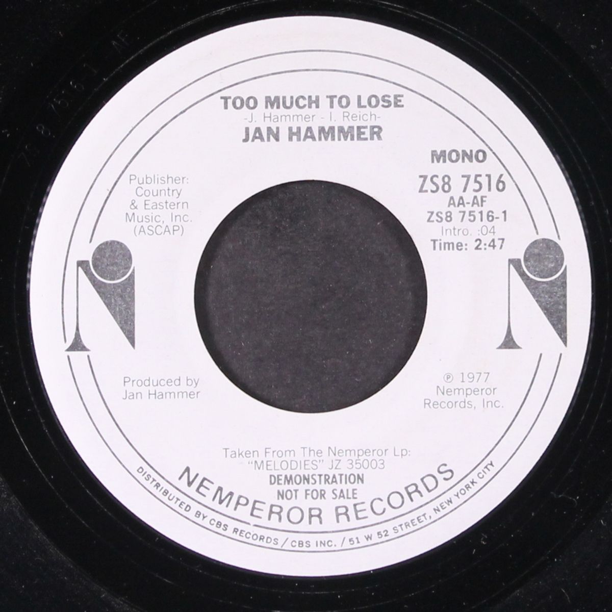 too much to lose / mono by JAN HAMMER