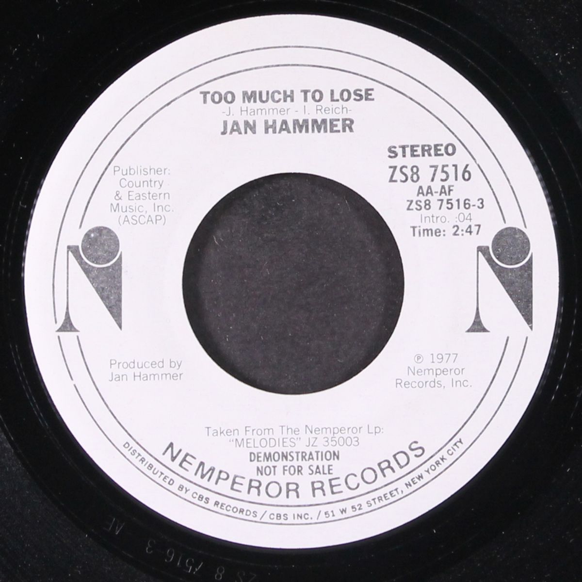 too much to lose / mono by JAN HAMMER