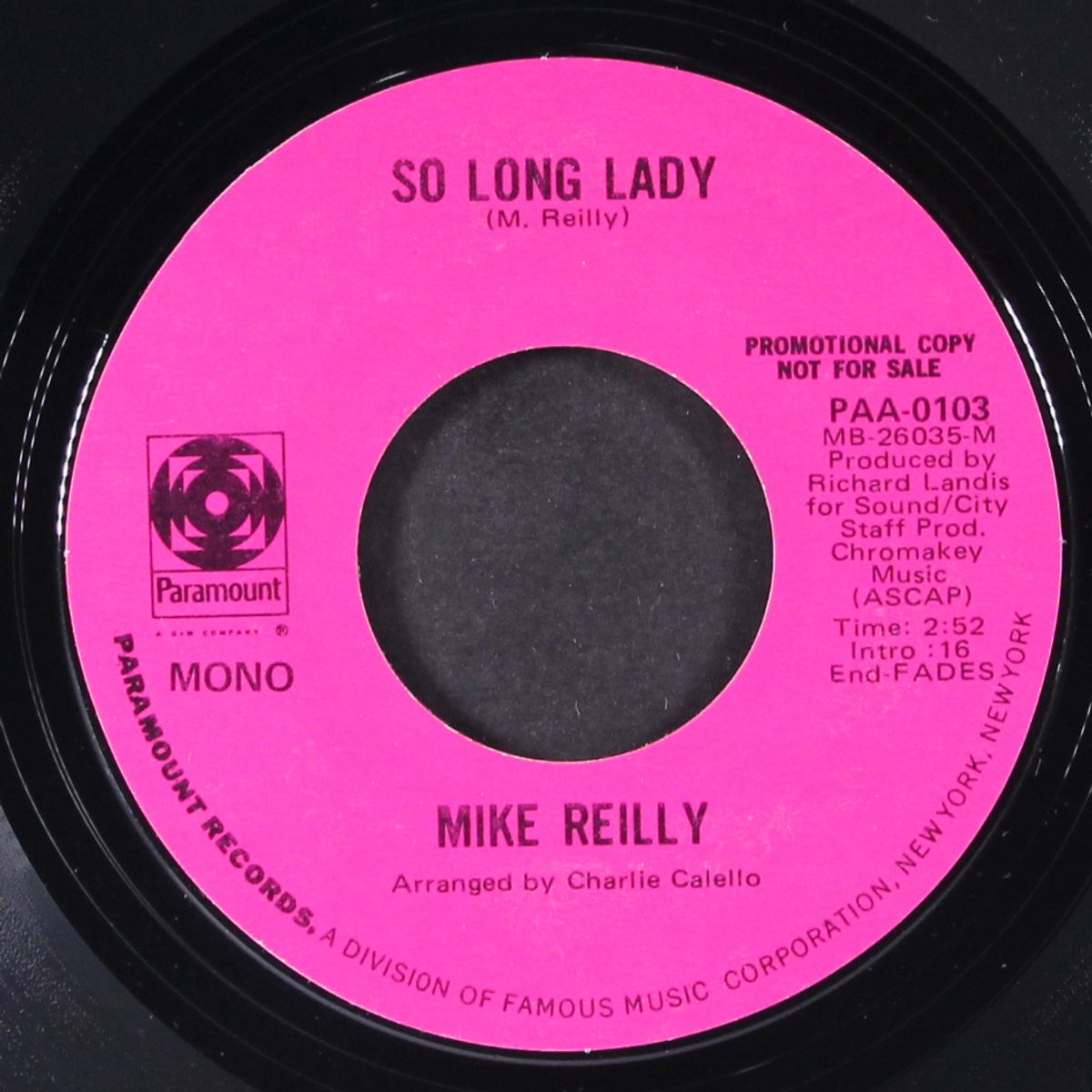 caress me pretty music / so long lady by MIKE REILLY