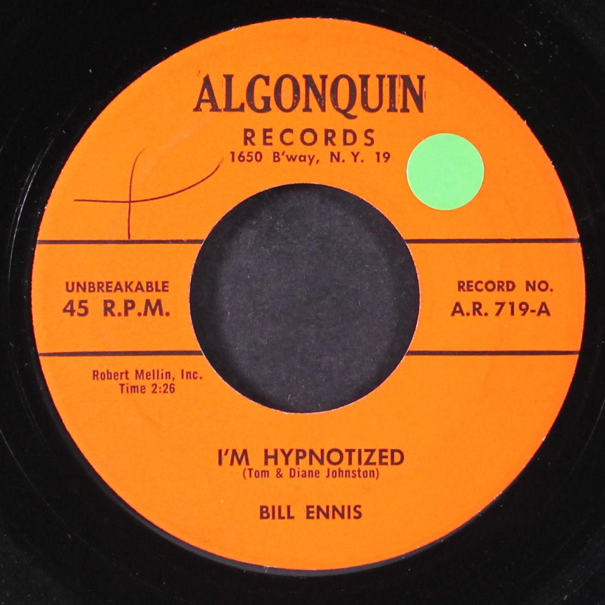 i'm hypnotized / the rock that wouldn't roll by BILL ENNIS