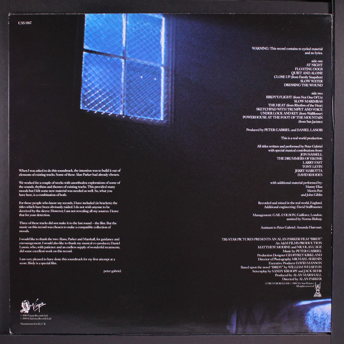birdy (soundtrack) by PETER GABRIEL