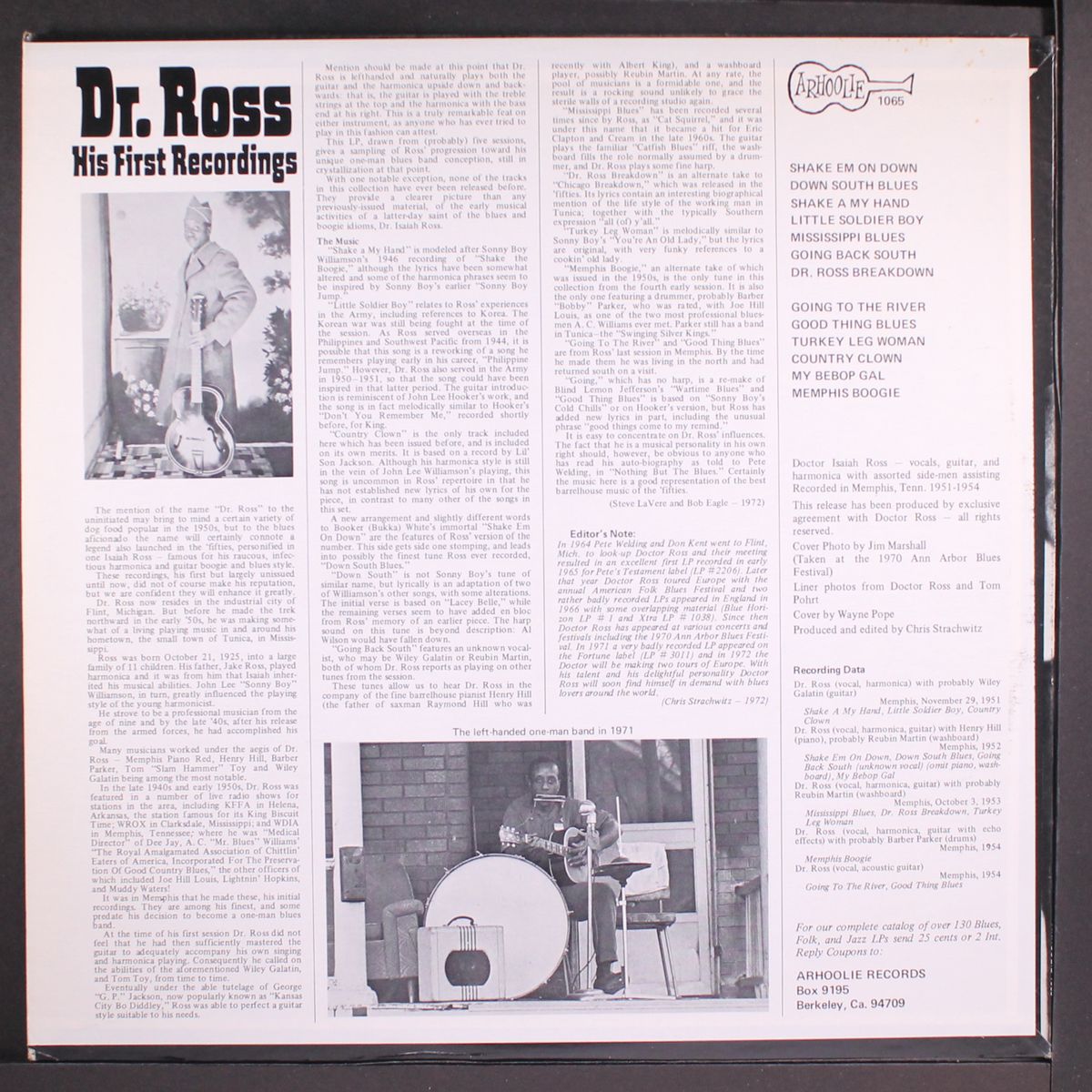 his first recordings by DR. ROSS