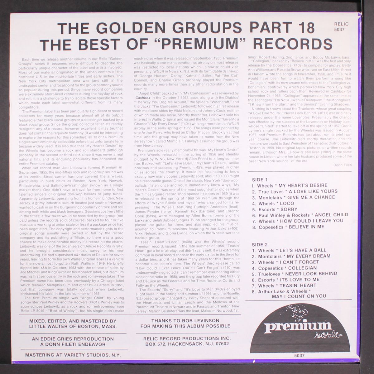 golden groups vol. 18 best of preimium records by VARIOUS