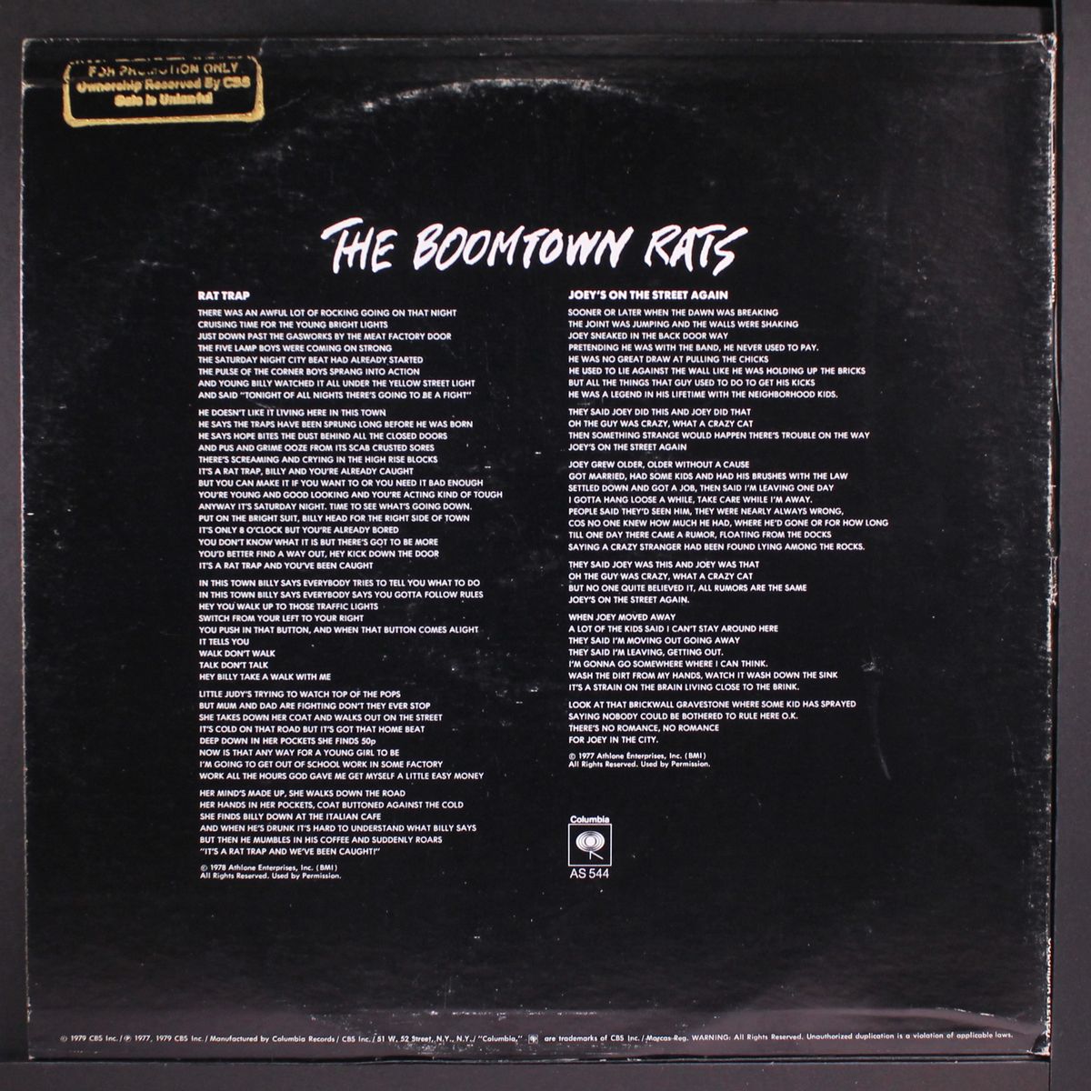 rat trap / joey's on the street again by BOOMTOWN RATS