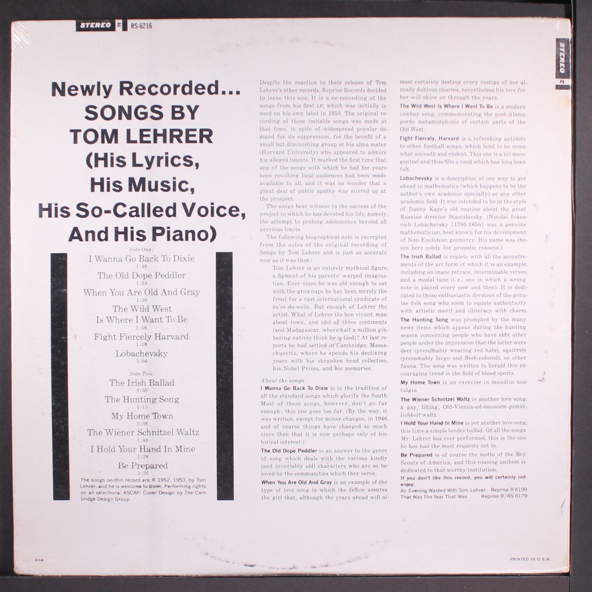 songs by by TOM LEHRER