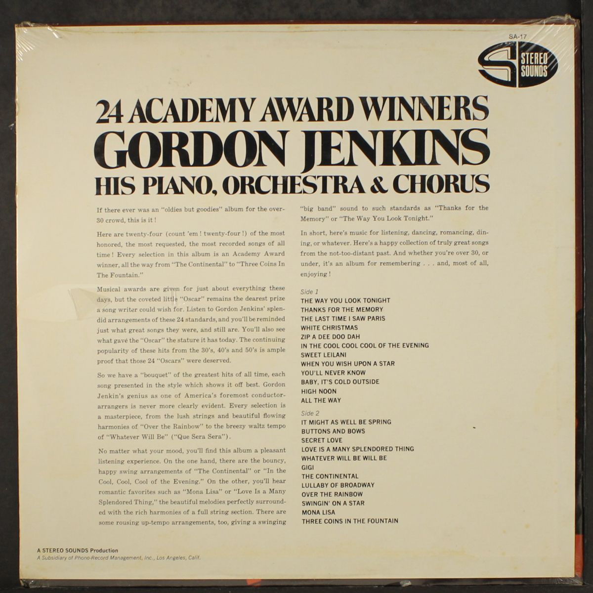 24 academy award winners by GORDON JENKINS