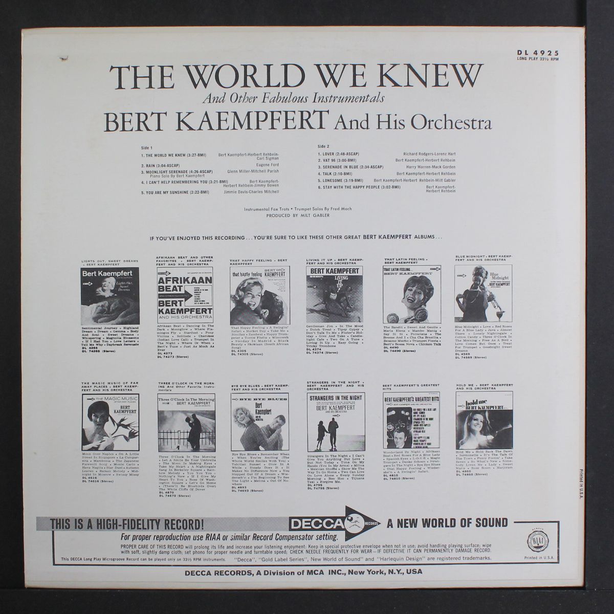 the world we knew by BERT KAEMPFERT