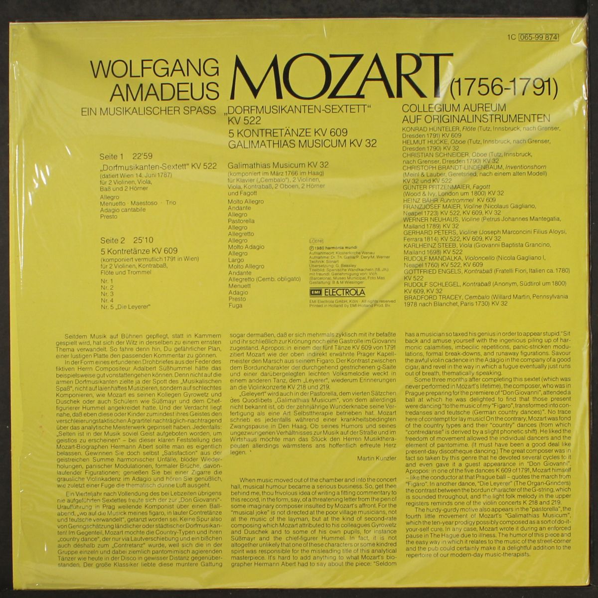 mozart: ein musikalischer spass by COLLEGIUM AUREUM