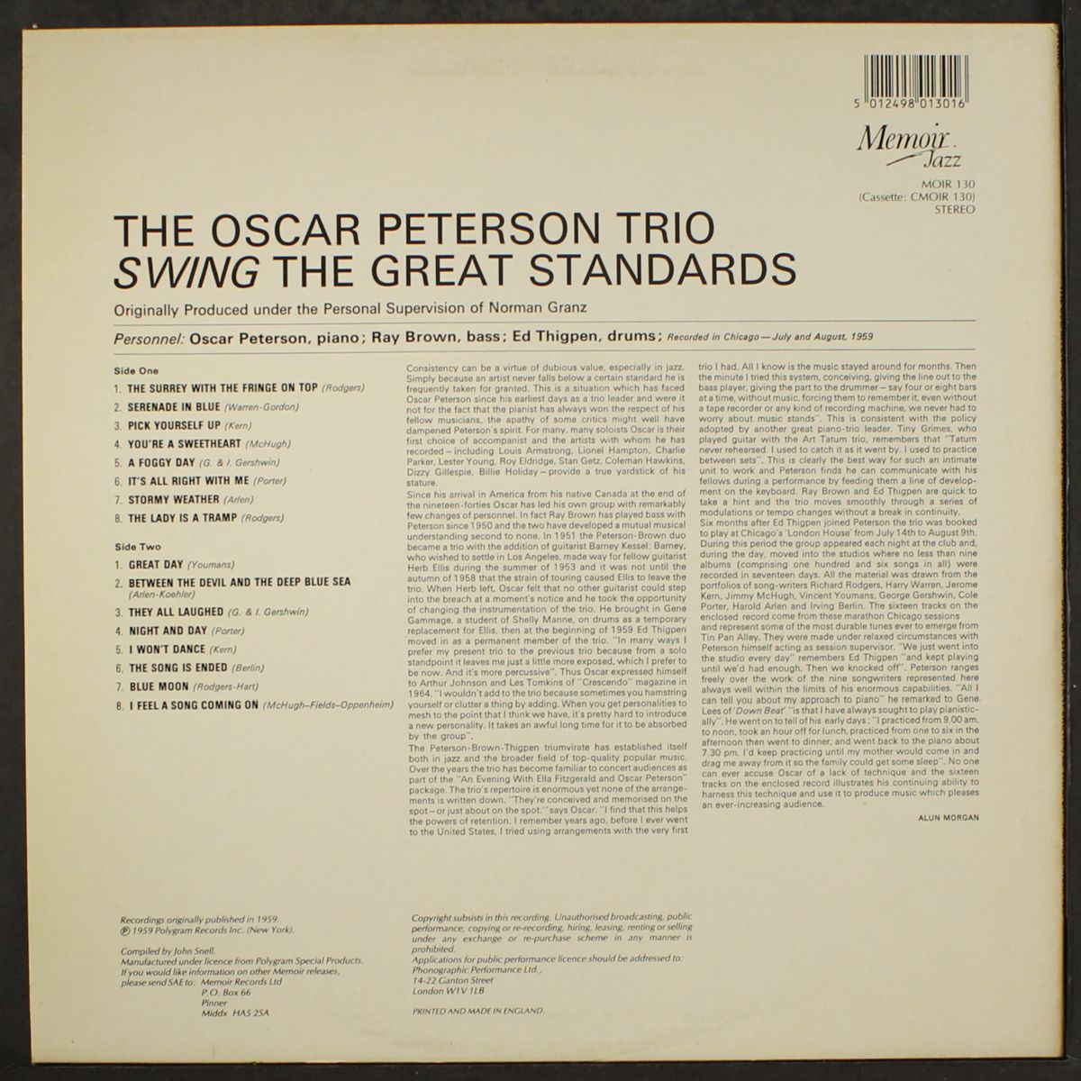 swing the great standards by OSCAR PETERSON