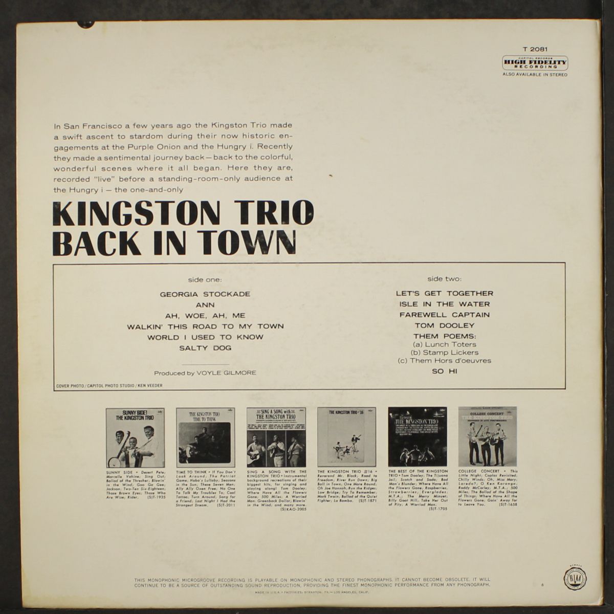 back in town by KINGSTON TRIO