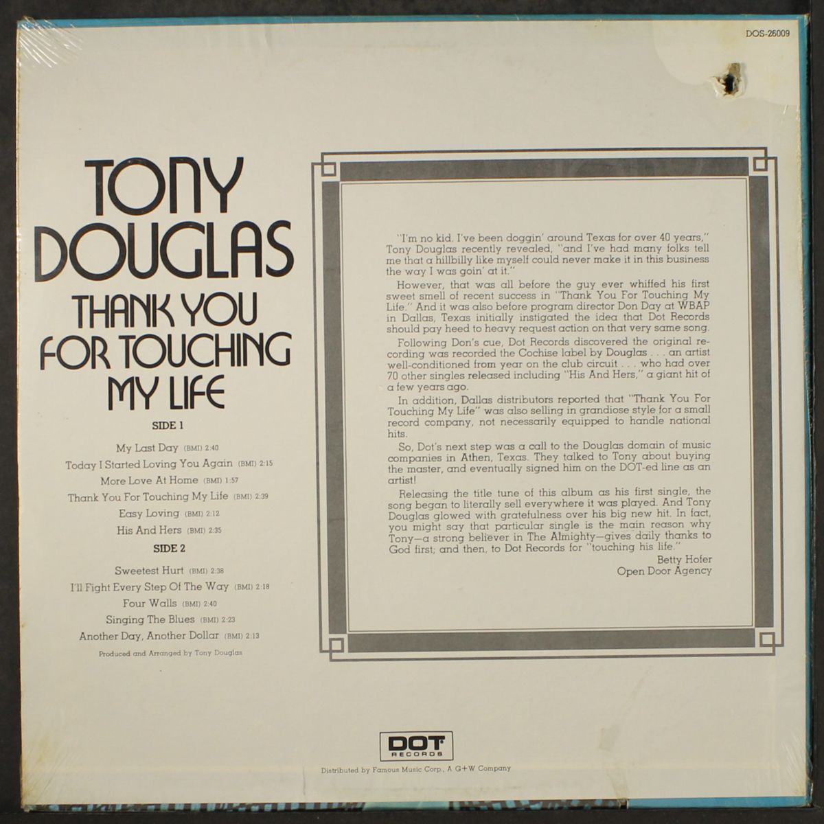 thank you for touching my life by TONY DOUGLAS
