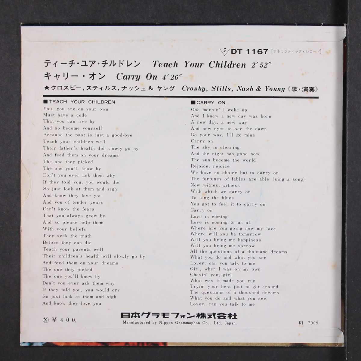 teach your children / carry on by CROSBY, STILLS, NASH & YOUNG