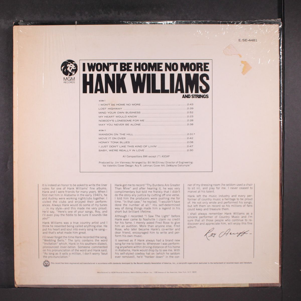 i won't be home no more by HANK WILLIAMS