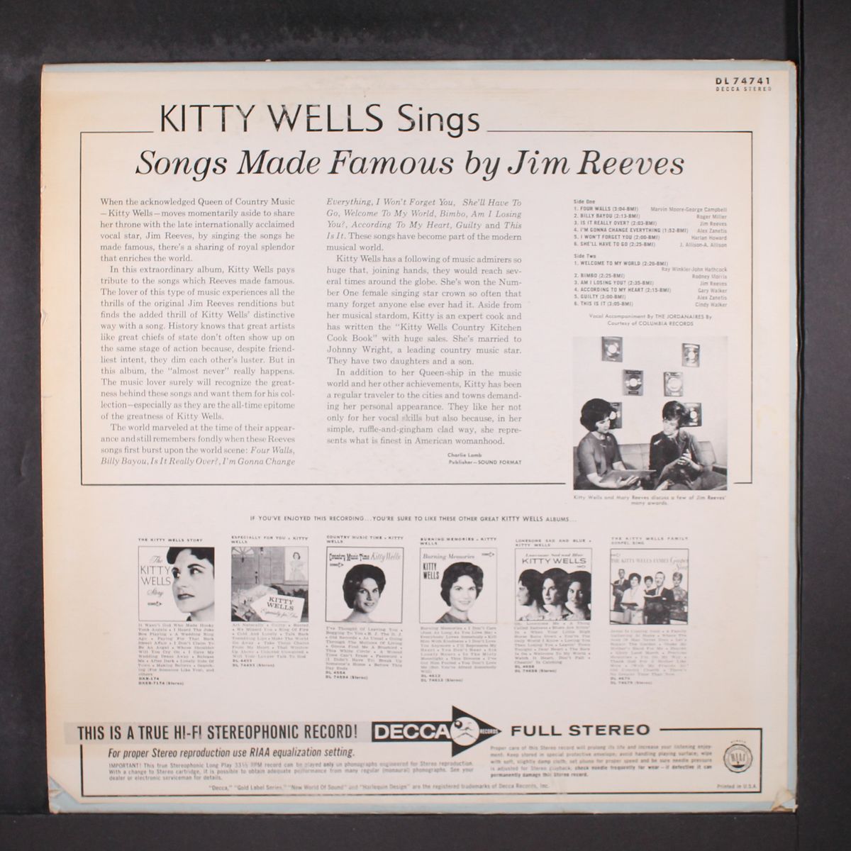 songs made famous by jim reeves by KITTY WELLS