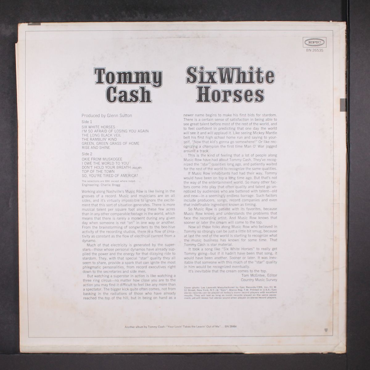 six white horses by TOMMY CASH