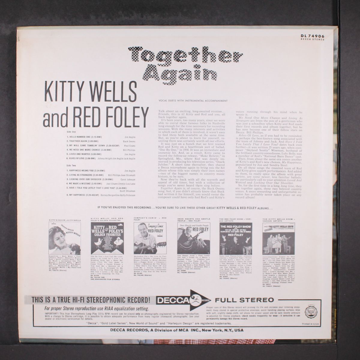together again by KITTY WELLS & RED FOLEY