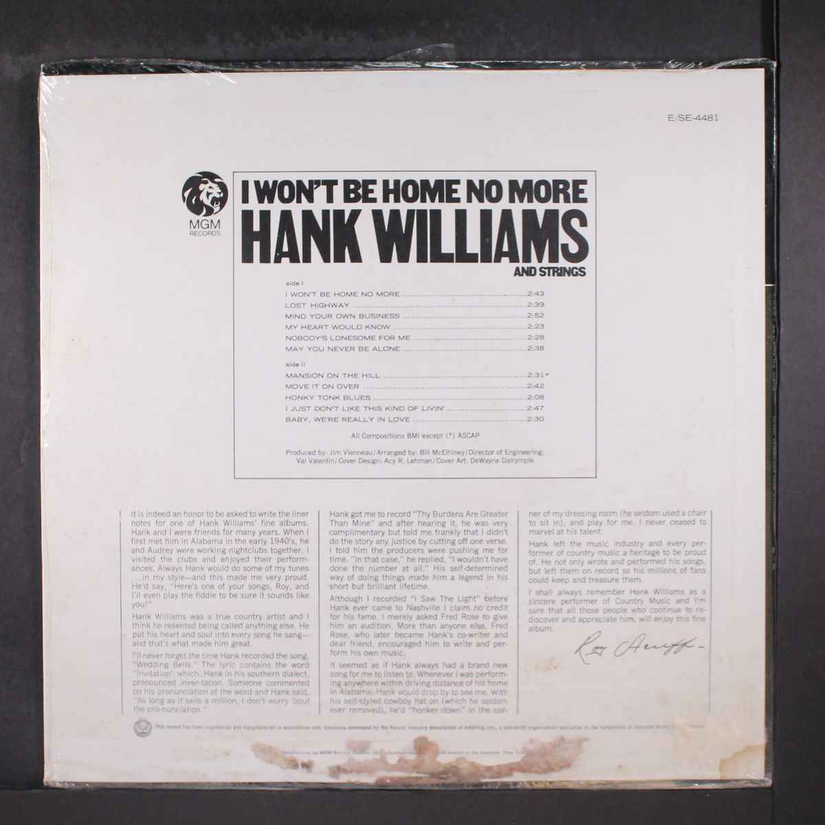 i won't be home no more by HANK WILLIAMS