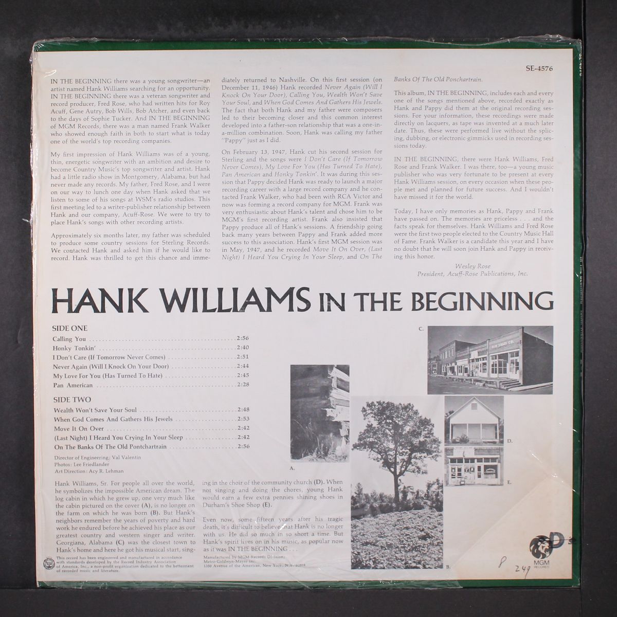 in the beginning by HANK WILLIAMS