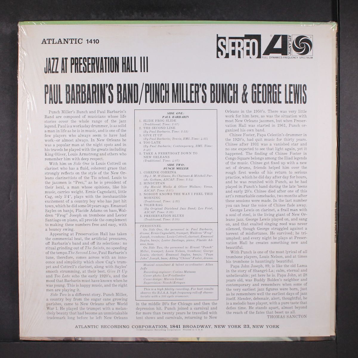 jazz at preservation hall by PAUL BARBARIN / PUNCH MILLER