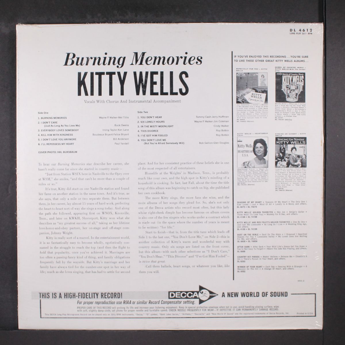 burning memories by KITTY WELLS