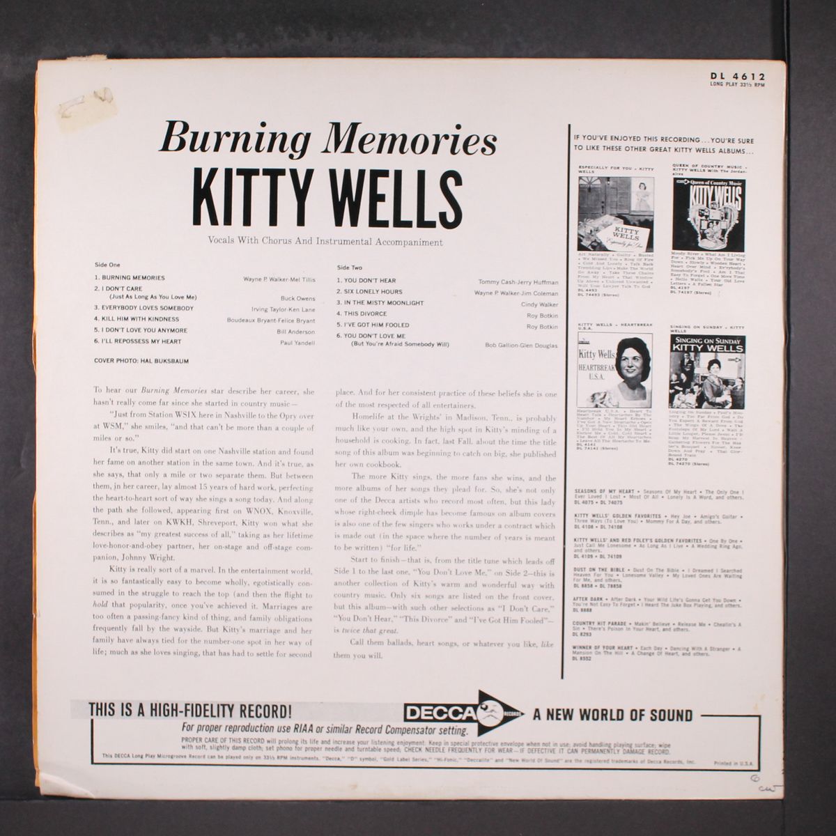 burning memories by KITTY WELLS