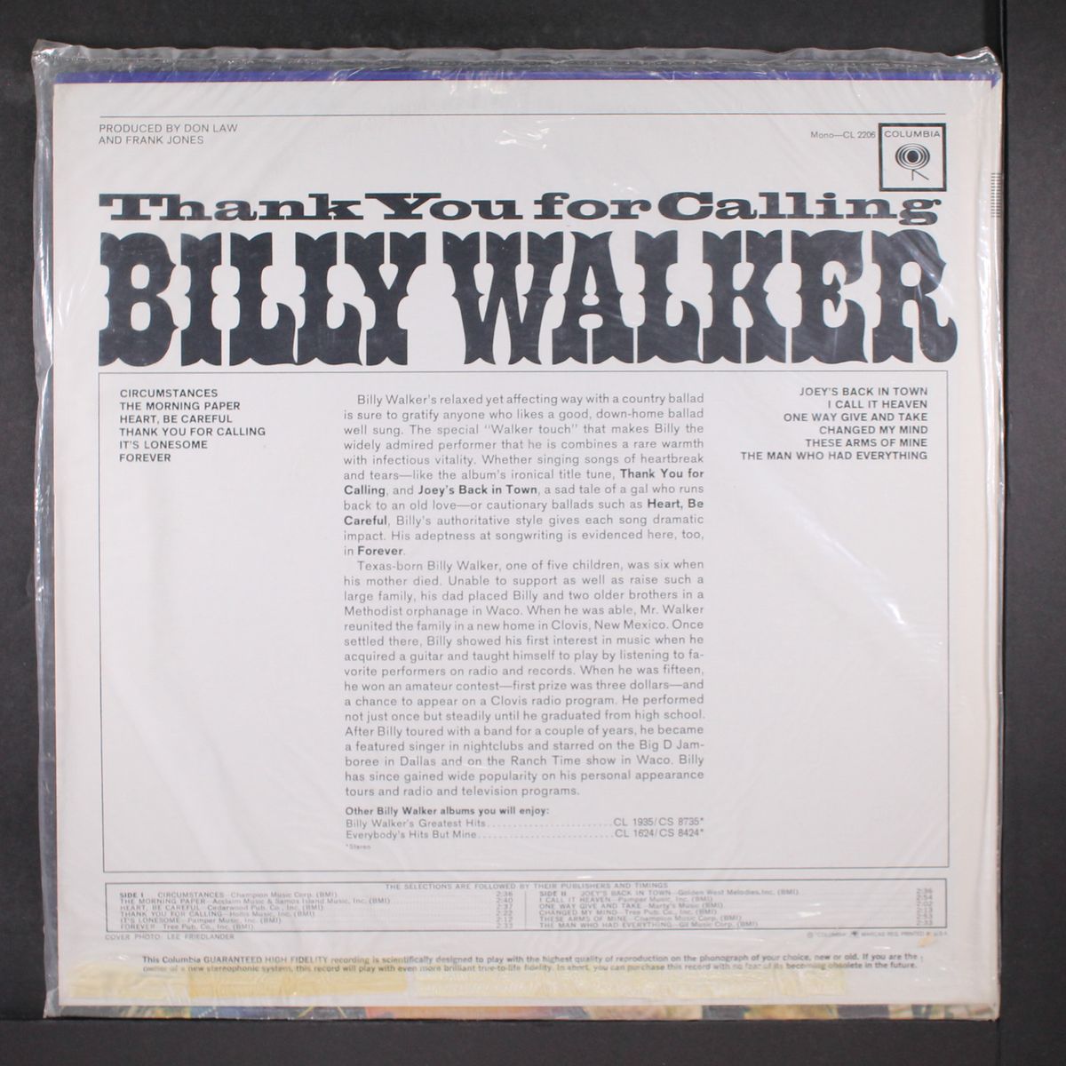 thank you for calling by BILLY WALKER