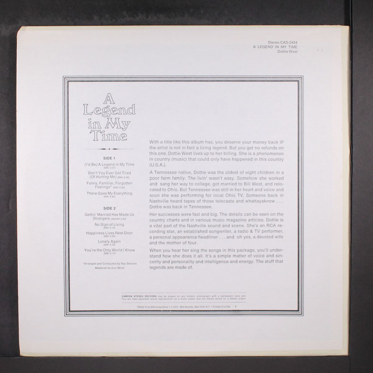 a legend in my time by DOTTIE WEST