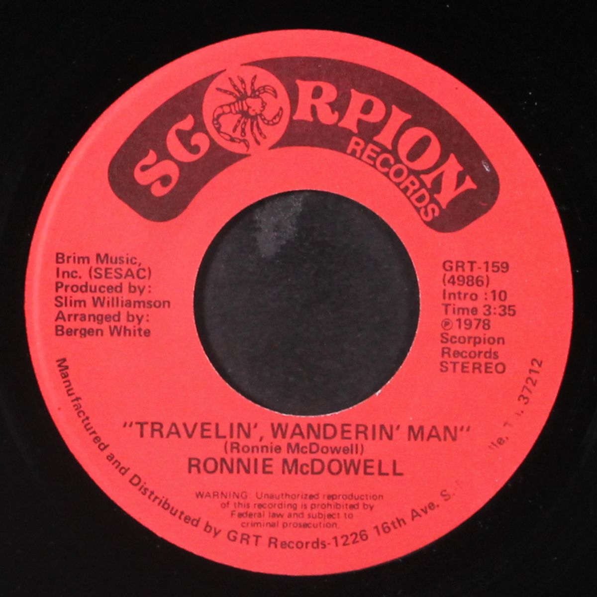 here comes the reason i live / travelin' wanderin' man by RONNIE MCDOWELL