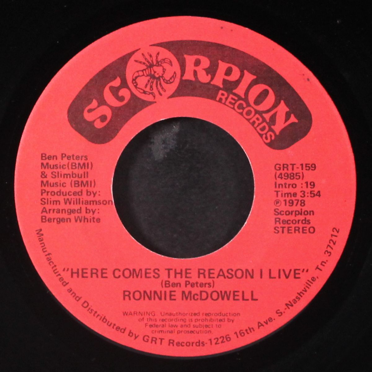 here comes the reason i live / travelin' wanderin' man by RONNIE MCDOWELL