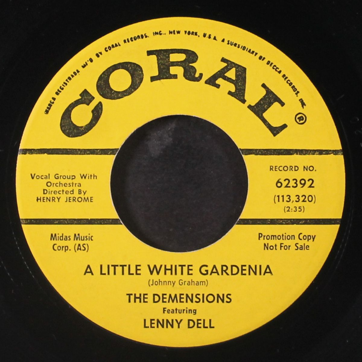 a little white gardenia / don't cry pretty baby by DEMENSIONS