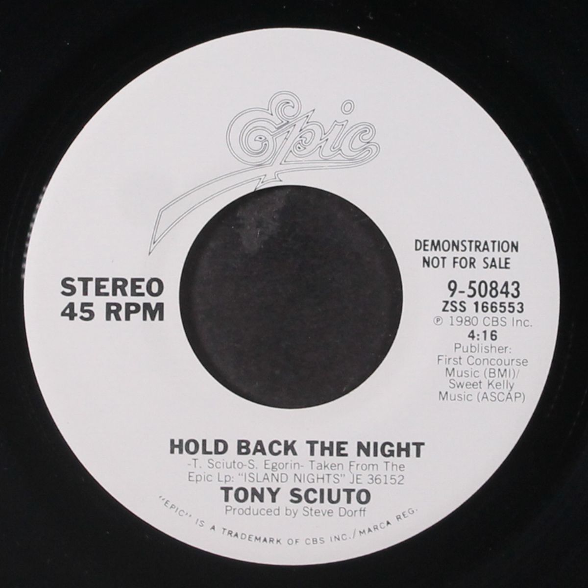 hold back the night / same by TONY SCIUTO