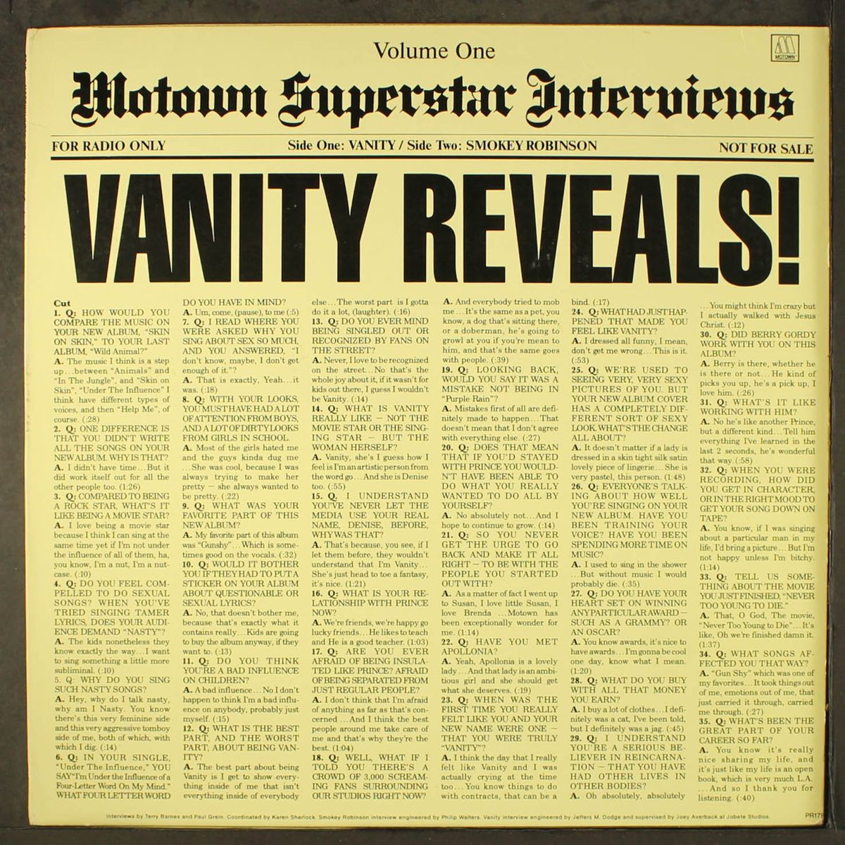 smokey talks / vanity reveals by SMOKEY ROBINSON / VANITY