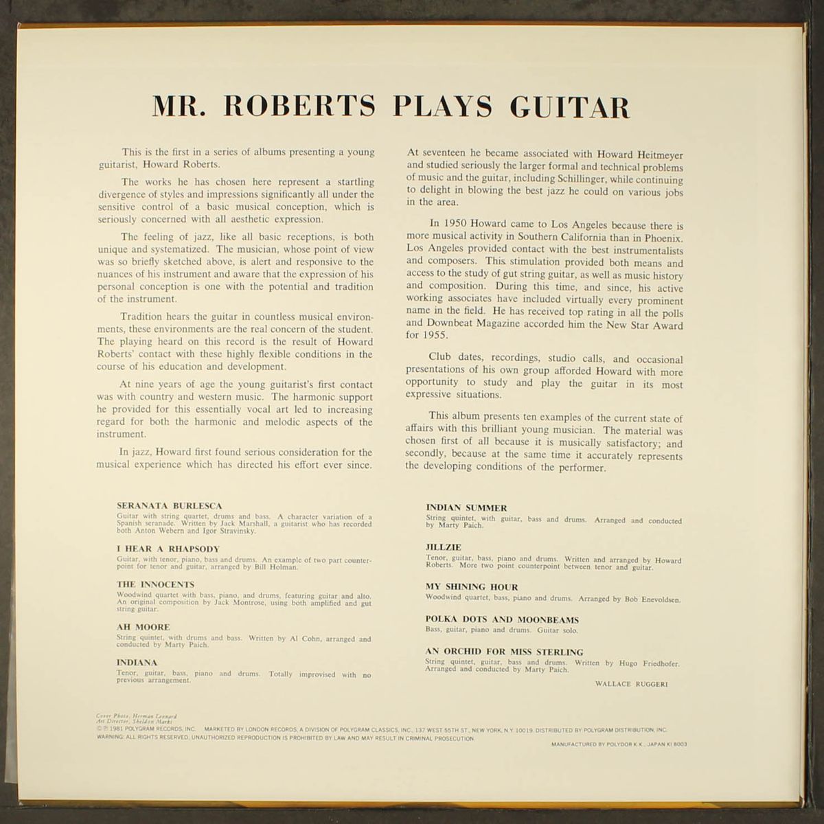 mr. roberts plays guitar by HOWARD ROBERTS