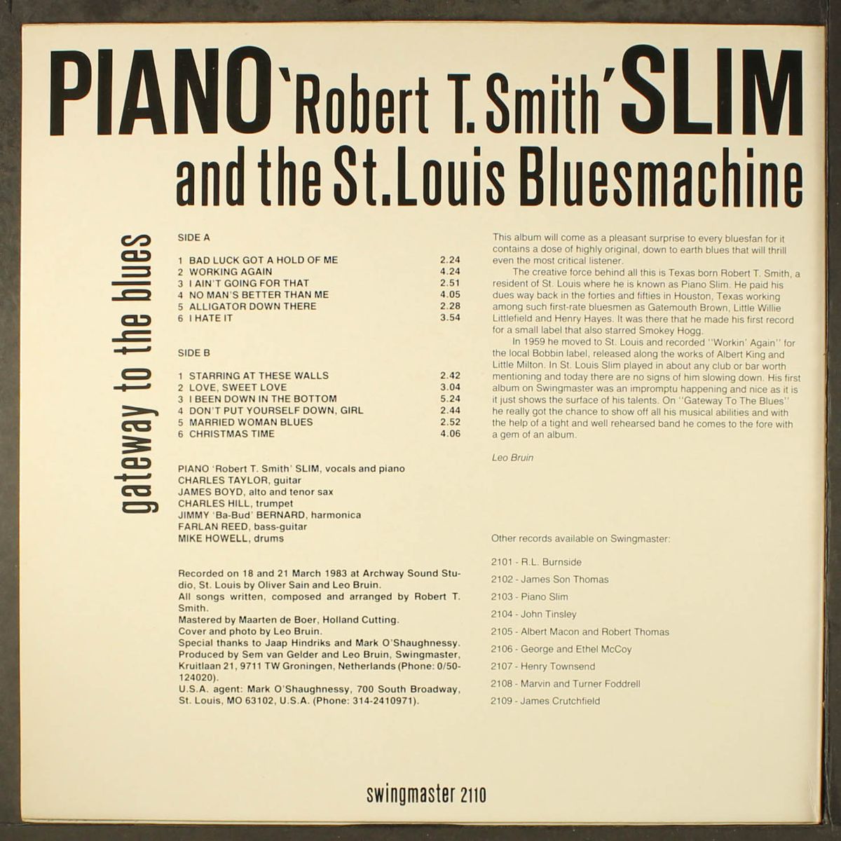 gateway to the blues by PIANO SLIM (ROBERT T. SMITH) & ST. LOUIS