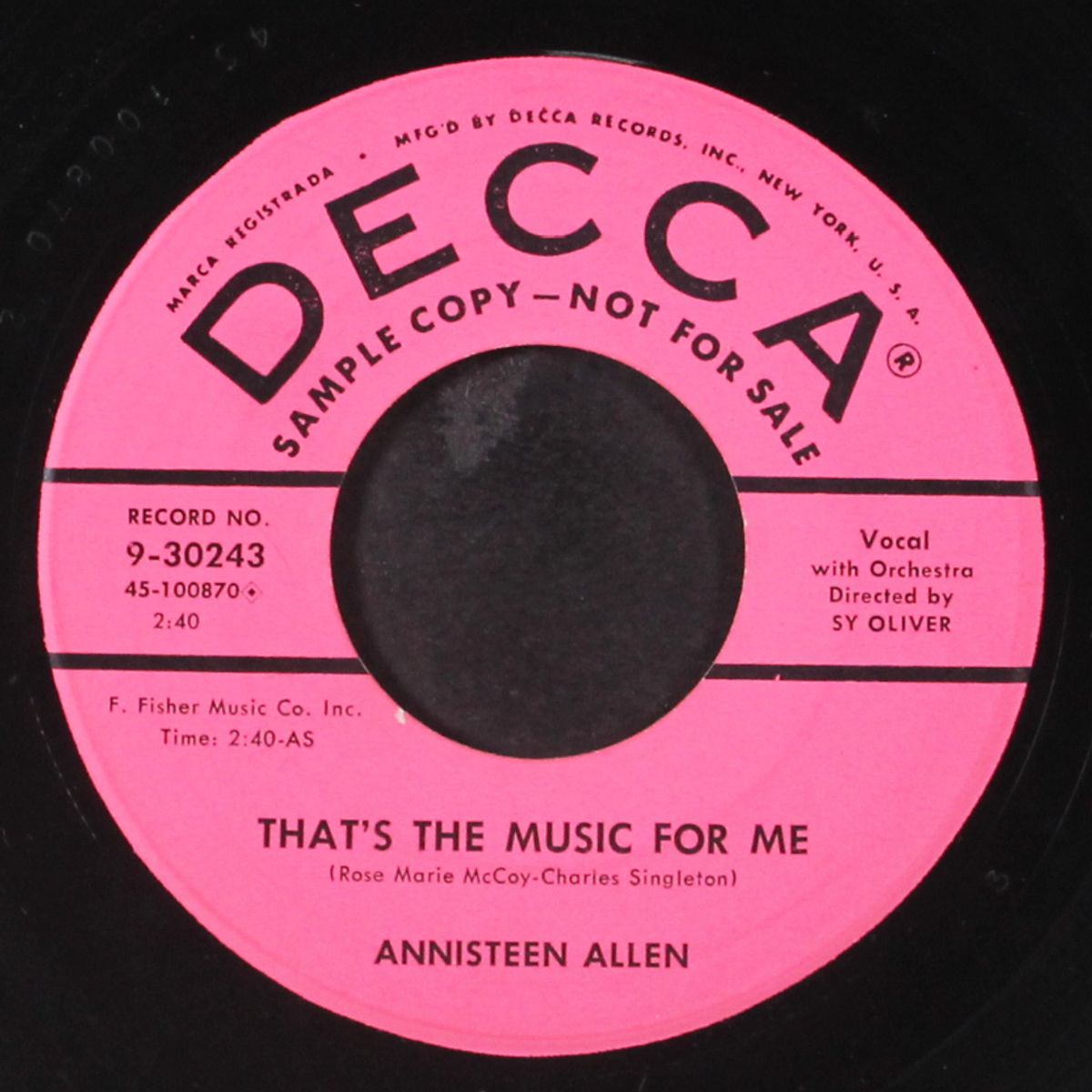 don't pull the wool / that's the music for me by ANNISTEEN ALLEN