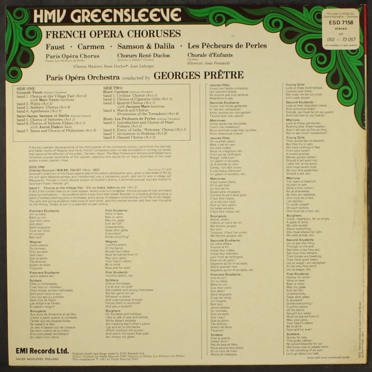 french opera choruses by GEORGES PRETRE