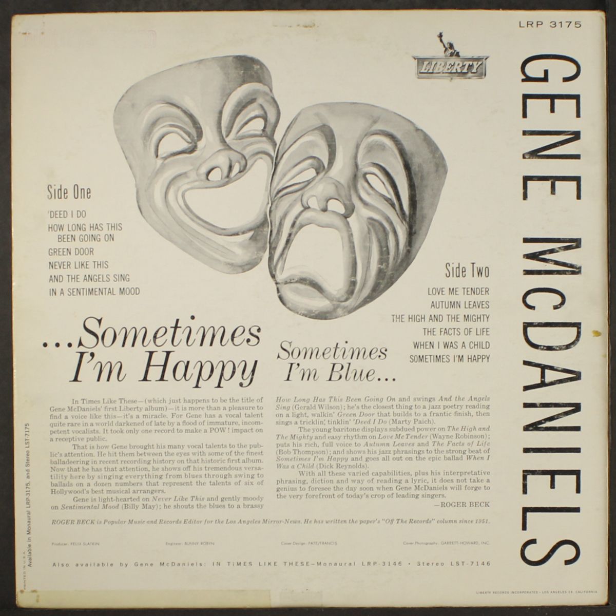 sometimes i'm happy-sometimes i'm blue by GENE MCDANIELS