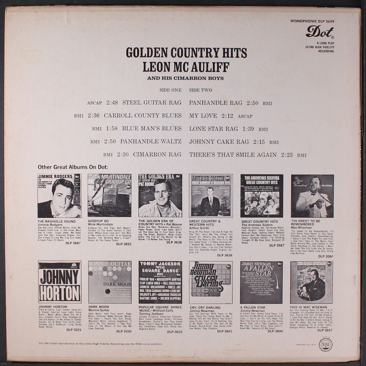 golden country hits by LEON MCAULIFFE