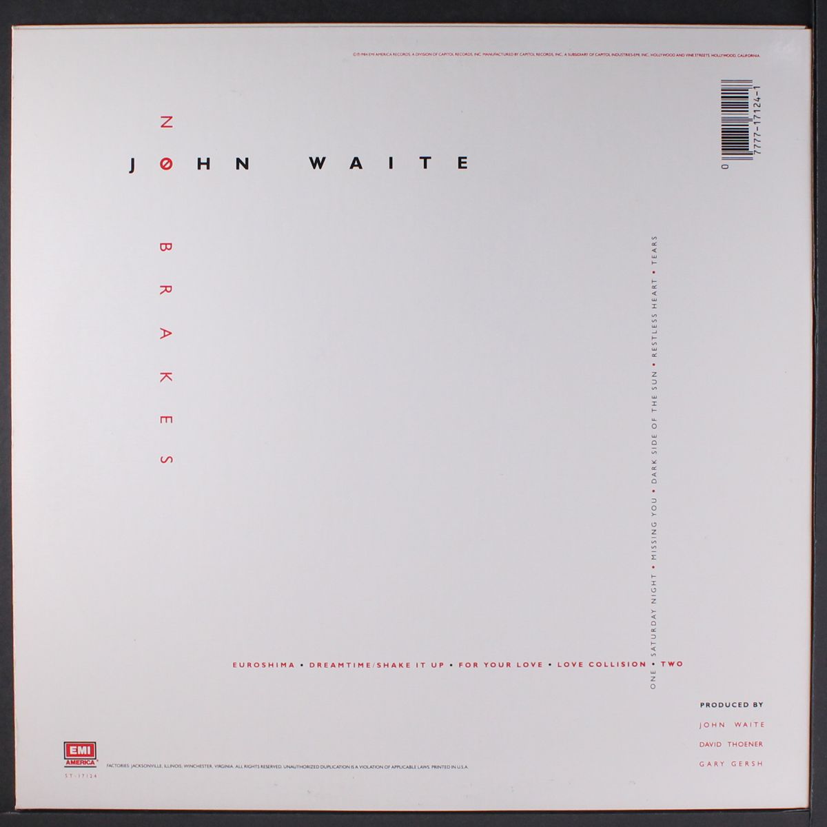 no brakes by JOHN WAITE