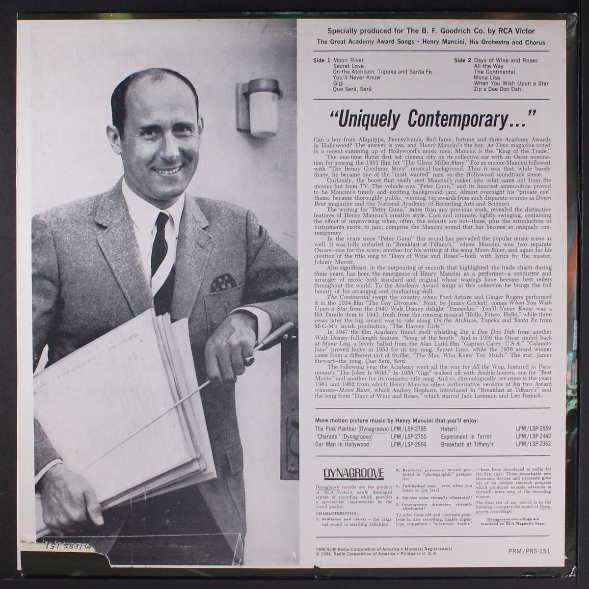 the great academy award songs by HENRY MANCINI