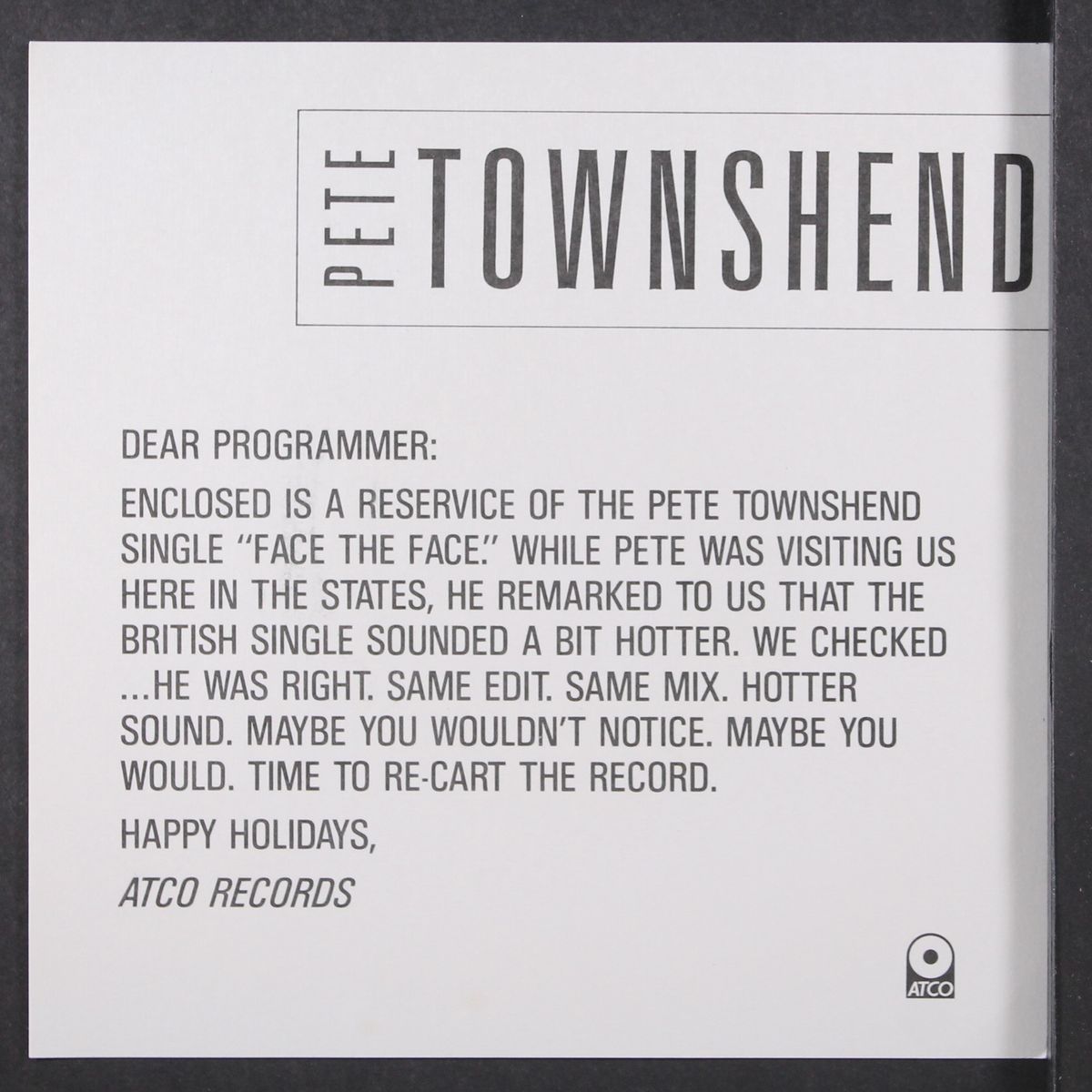 face the face by PETE TOWNSHEND