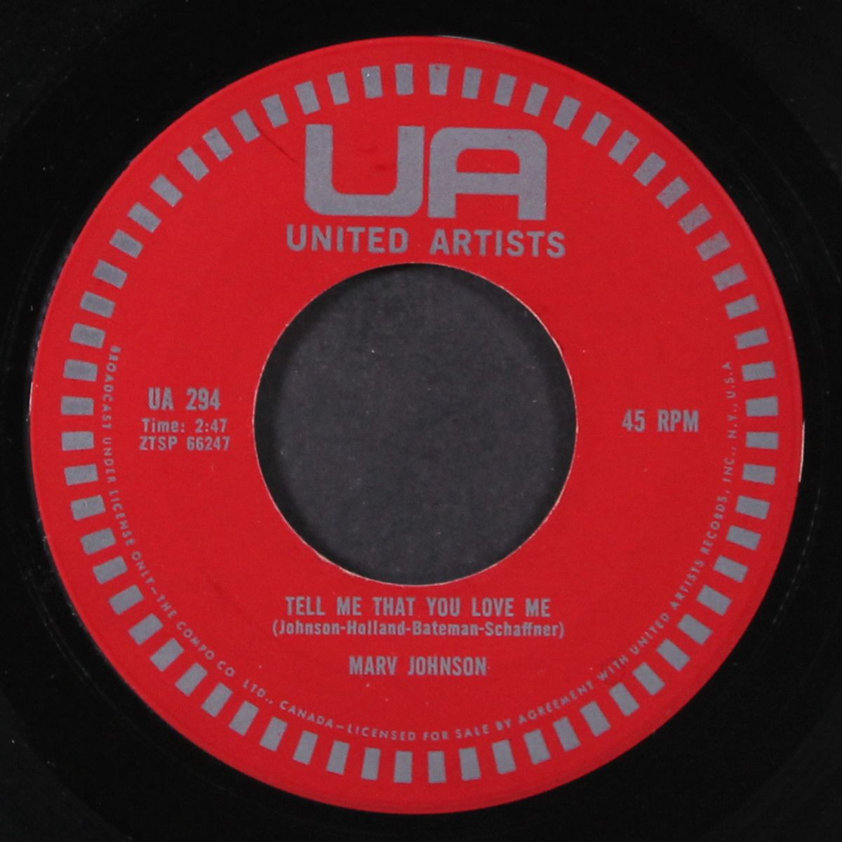 tell me that you love me / merry go round by MARV JOHNSON