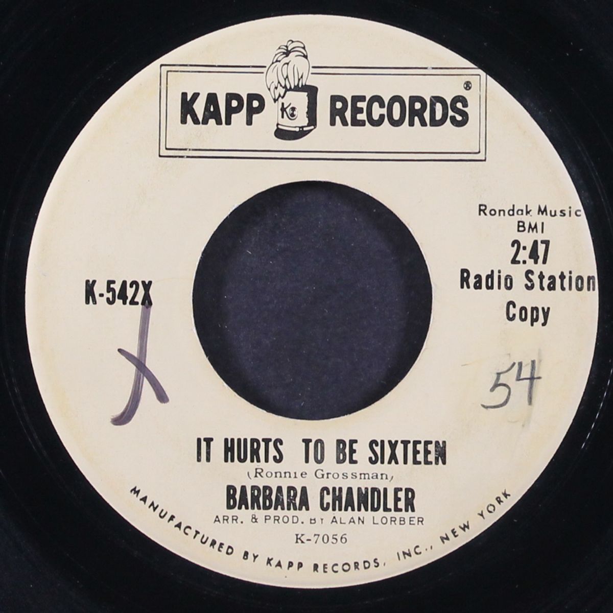 running, running, johnny / it hurts to be sixteen by BARBARA CHANDLER