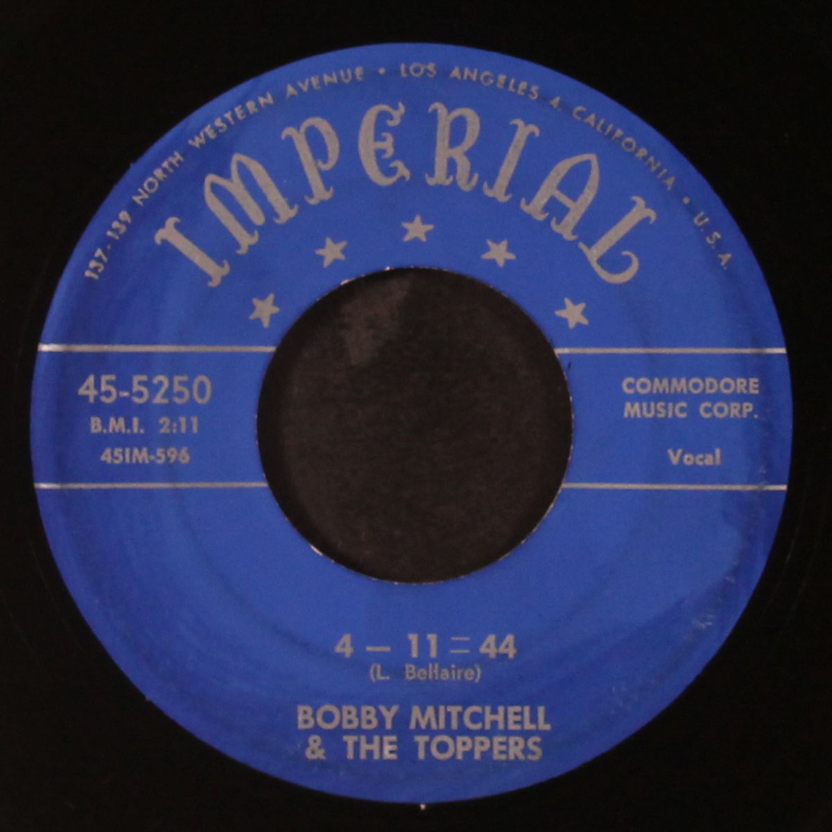 one friday morning / 4-11=44 by BOBBY MITCHELL & TOPPERS