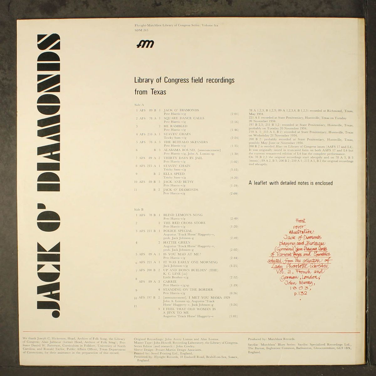 jack o' diamonds (1934 field recordings from texas) by VARIOUS
