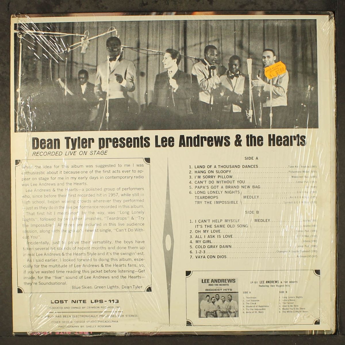 recorded live on stage by LEE ANDREWS & HEARTS