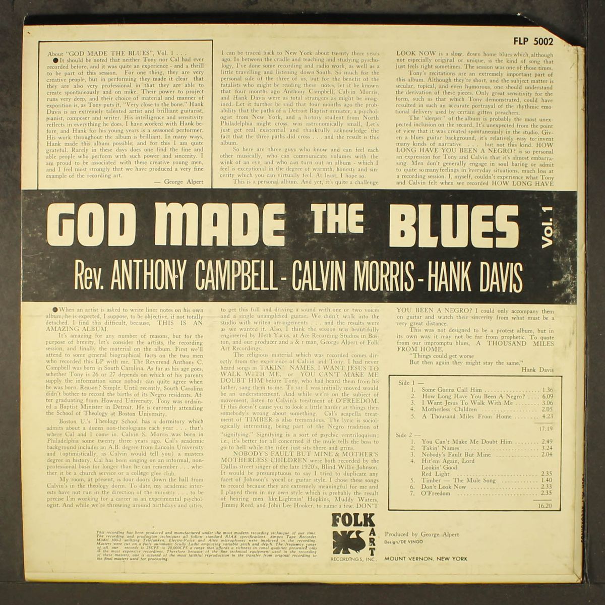 god made the blues, vol. 1 by REV. ANTHONY CAMPBELL, CALVIN MORRIS, HANK DAVIS